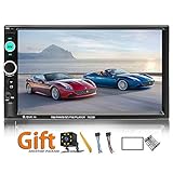 Double Din Car Stereo 7 Inch Touch Screen Headunit MP5 Player USB TF FM Radio Car Audio Receiver Bluetooth Support Backup Rear View Camera Mirror Link and Car Tuning Tools