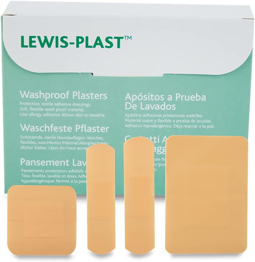 Lewis-Plast Assorted Breathable Washproof Plasters 100 Box Medical Grade for
