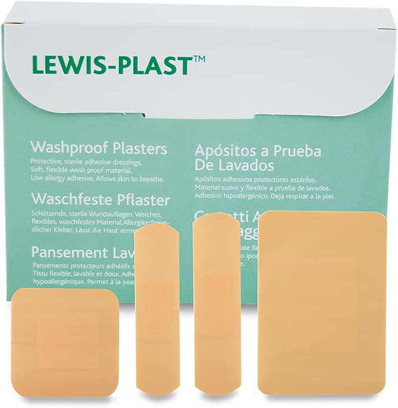 Lewis-Plast Assorted Breathable Washproof Plasters 100 Box Medical Grade for
