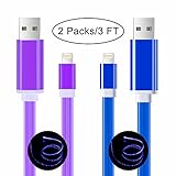 Bambud Lightning Cable, 2 Packs 3FT Flowing LED Light Up iPhone Charger Cable USB A to Lightning Sync and Charging iPhone Cable Cord for iPhone X/8/8Plus/7/7Plus/6s/6sPlus/6/6Plus/5s/5c/5