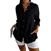 Womens Tops Long Sleeve Shirts Casual Botton Down Floral Printed V Neck Collared Dressy Blouses