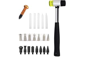 LadyRosian Car Body Dent Repair Tools Dent Repair Hammer with Knock Down Head Tap 22PCS Rubber Hammer Paintless Dent Removal Kit