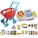 deAO Cash Register Electronic Calculator and Shopping Cart Playset Supermarket Accessories Play Food and Play Money Included
