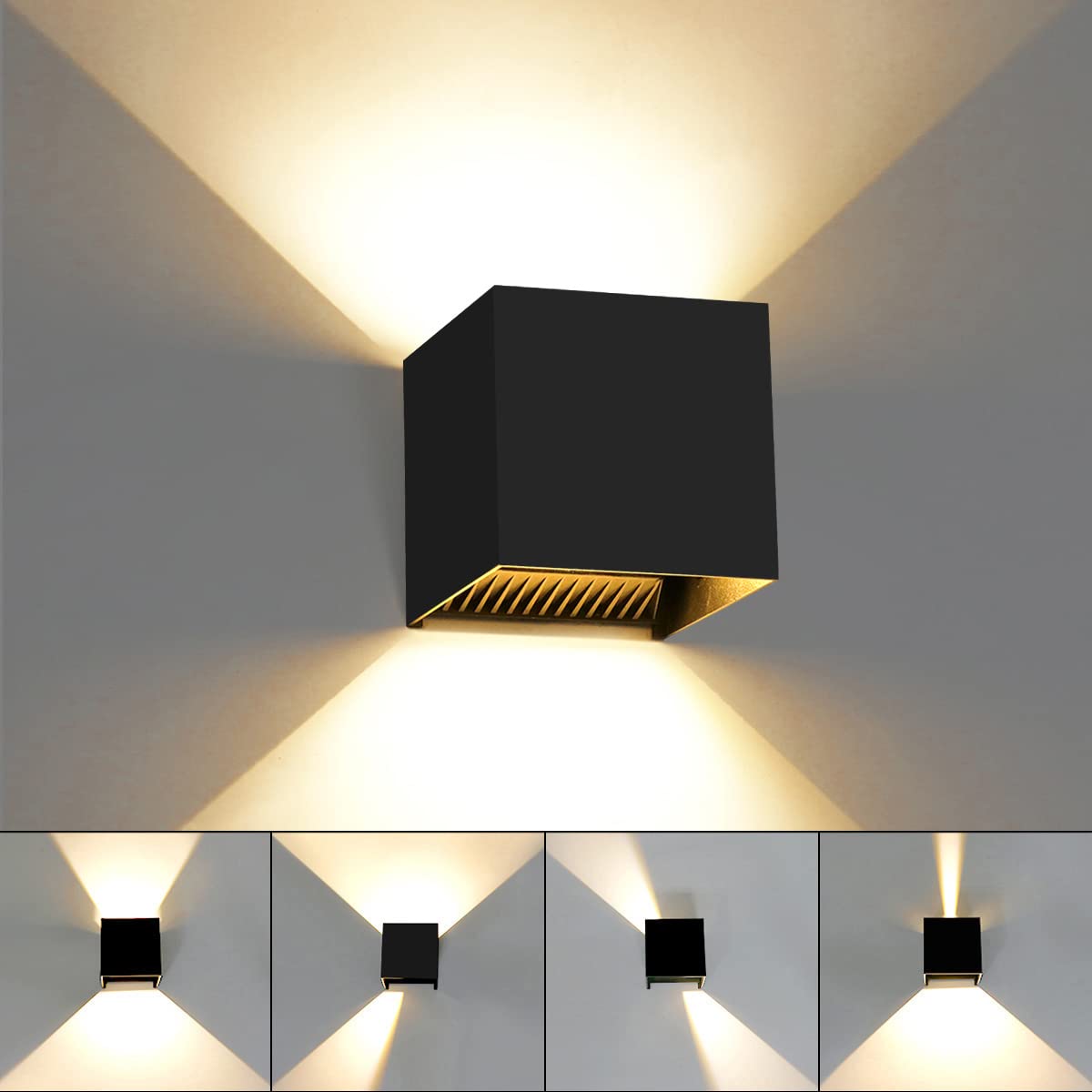 KAWELL Modern Wall Lamp LED Wall Light Up and Down Adjustable Beam Angle Aluminum Wall Wash Light Waterproof IP65 Indoor Outdoor for Bathroom Bedroom Corridor Living Room Stairs Garden, 12W 3000K