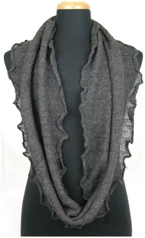Alpaca Scarf "Infinite Ruffles" Infinity Scarf Fair Trade Bolivia 100% Alpaca - Charcoal