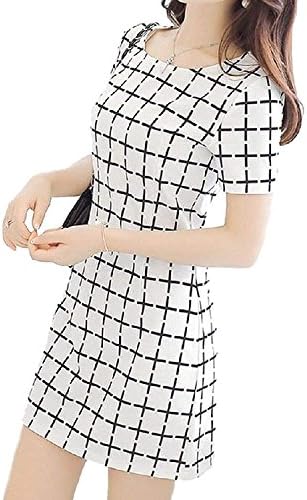 [ビューメンス] グラフチェック モノトーン ミニ丈 ワンピース レディース