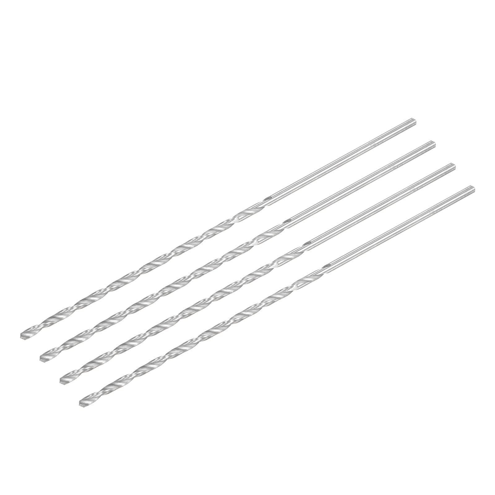 TA-VIGOR 4Pcs 3mm Extra Long Twist Drill Bits, 160mm Length High-Speed Steel HSS Straight Shank Spiral Drill Bits for Wood Metal Aluminum Plastic