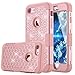 iPhone 7 Case, LONTECT Hybrid Heavy Duty Shockproof Diamond Studded Bling Rhinestone Case Dual Layer [Hard PC+ Soft Silicone] Impact Protection for Apple iPhone 7 - Rose Gold