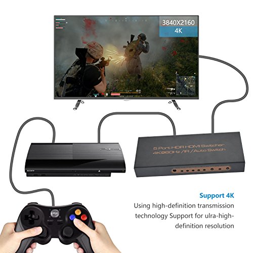 [2019 PRO] 4K 60hz HDMI Switcher, NexTrend 5 Port HDR HDMI 2.0 Switch Hub HDMI Splitter Support 4K@60Hz/2K/1080P/3D with IR Remote Control for TV, Projector Camcorders, Gaming Console - Thumbnail 5