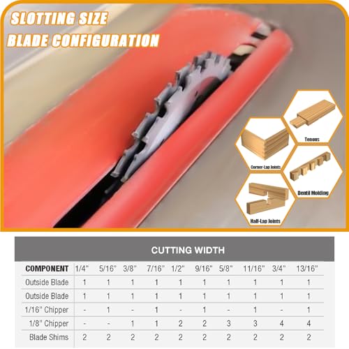 10" Stacking Dado Blade Set 24-Tooth,Dado Blades for 10 Inch Table Saw,Compatible photo 12