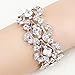 FAYBOX Clear Silvery Rhinestone Leaf Tree Themed Bridal Stretch Bracelet Ceremony Wedding