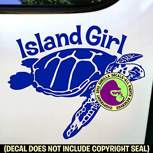 ISLAND GIRL Sea Turtle Ocean Vinyl Decal Sticker A