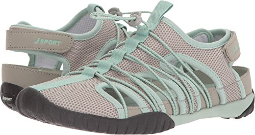 JSport by Jambu Women's Newbury-Water Ready Fisherman Sandal Taupe/Light Aqua, 9 Medium US