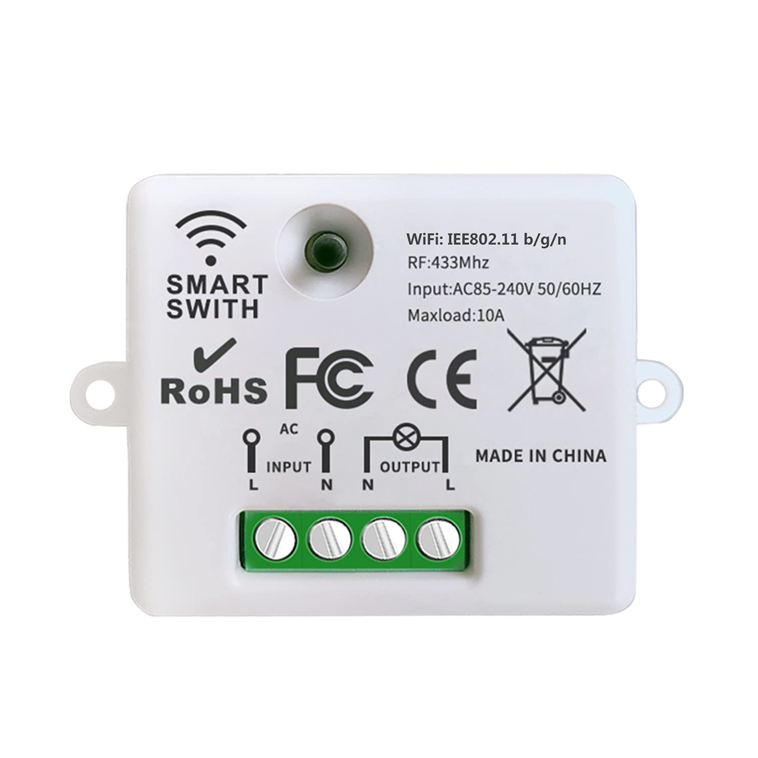 DieseRC Mini Wireless WiFi Switch, 2500W 10A RF Relay Remote Control Reciever, Smart Control by Phone Via Tuya APP, Compatible with Alexa/Google Home