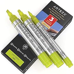 ARTEZA Acrylic Paint Markers, Pack of 3, A600 Lime