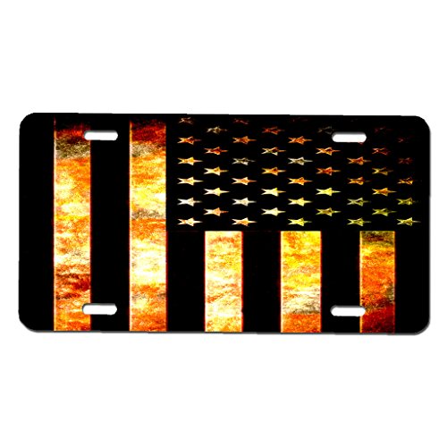 American Flag Grunge Metal Car License Tag