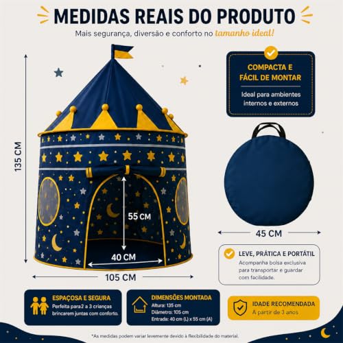 K-SELL IMPORTS, Barraca Infantil Cabana e Castelo dos Príncipes Azul | Cabana Dobrável, Para Menino, Tenda Cabaninha