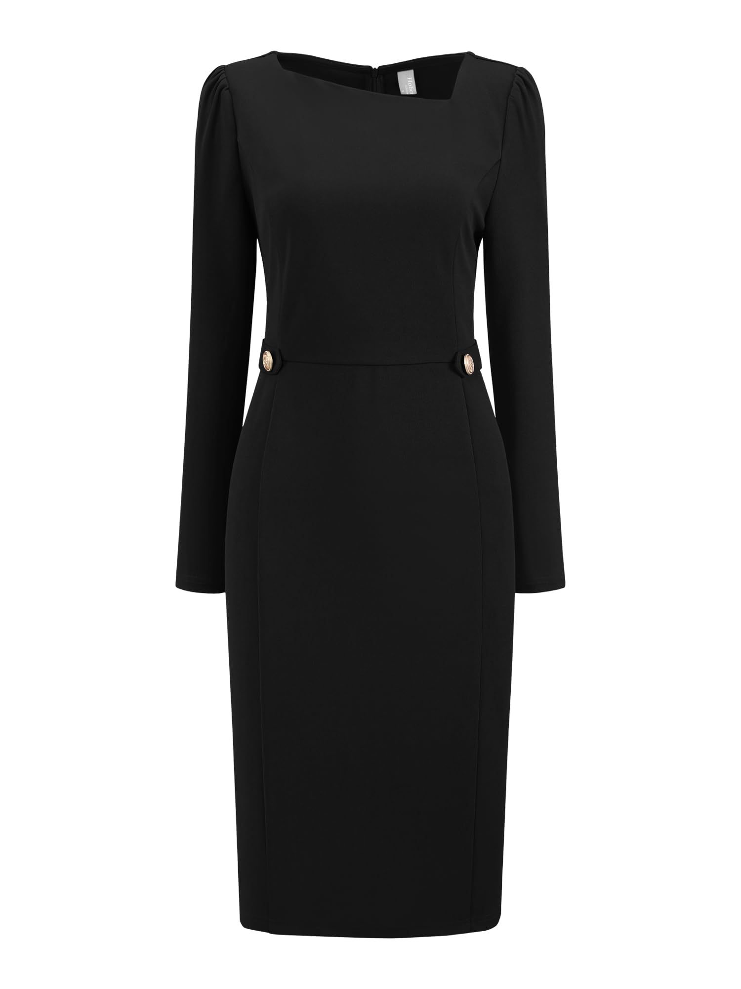 Photo 1 of Hobemty Women's Funeral Wear to Work Dress Long Sleeve 2025 Pencil Dress for Women Medium Black