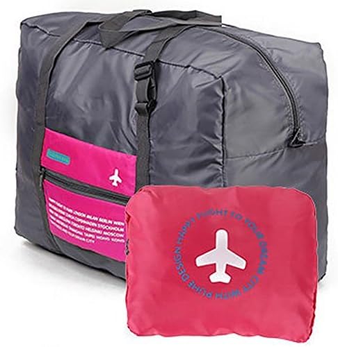 Foldable Travel Luggage Waterproof Duffel Bag 32 Liter Lightweight Sports Gym Flight (Pink)