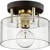 Troy Lighting C7540-BRZ/BBA Bergamot Station Damp-Rated Semi Flush, 1-Light E26 Medium Base, Bronze/Brushed Brass