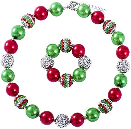 Vinjewelry Beautiful Bubblegum Chunky Bead Necklace Jewelry Set Little Girls Gift
