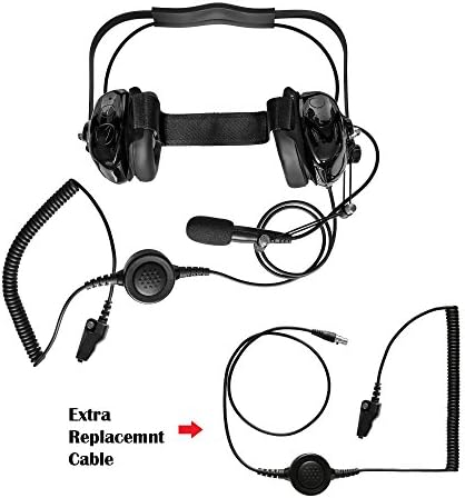 Maxtop AHDH0032RC-BK-K3 Two Way Radio Noise Cancelling Headset With Extra Cable for Kenwood TK-5220 TK-5320 NEXEDGE