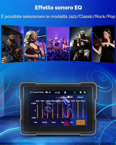 Rimoody Wireless Carplay Motorbike Ships Android Car, 7 Inch Touchscreen Portable Car Radio for Motorbikes, Wireless Carplay Display with Airplay/Android Cast/Dual Bluetooth/Navigation/IP67 Waterproof