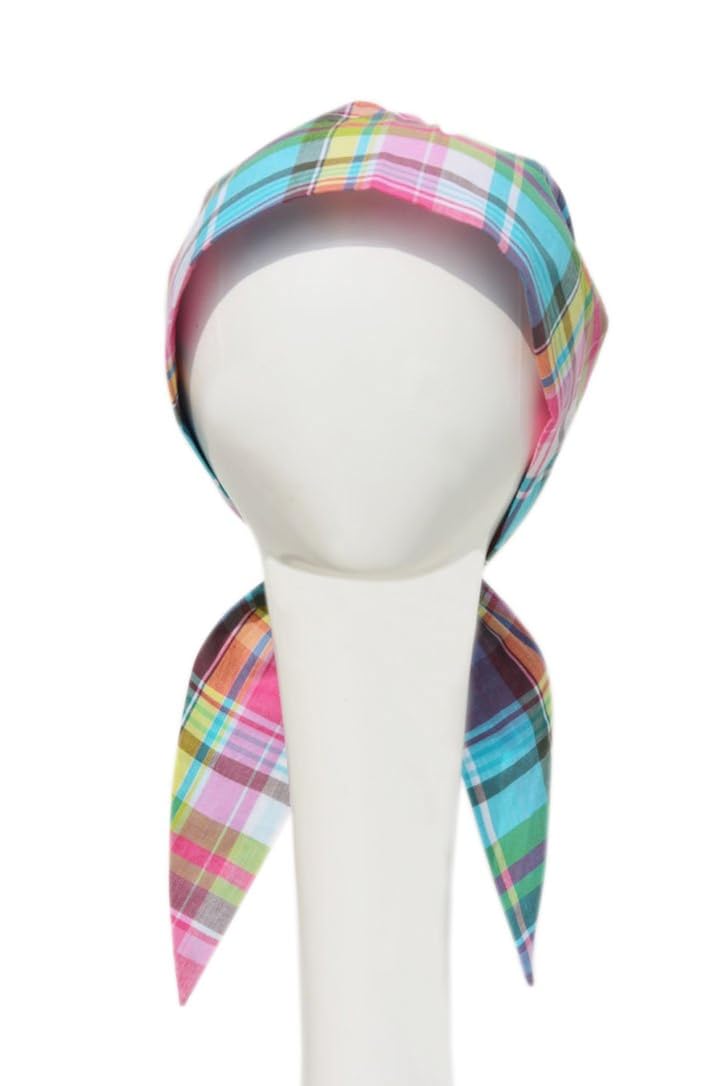 chemo scarves plaids in pink ( buy 1 get 1 sleep cap free )