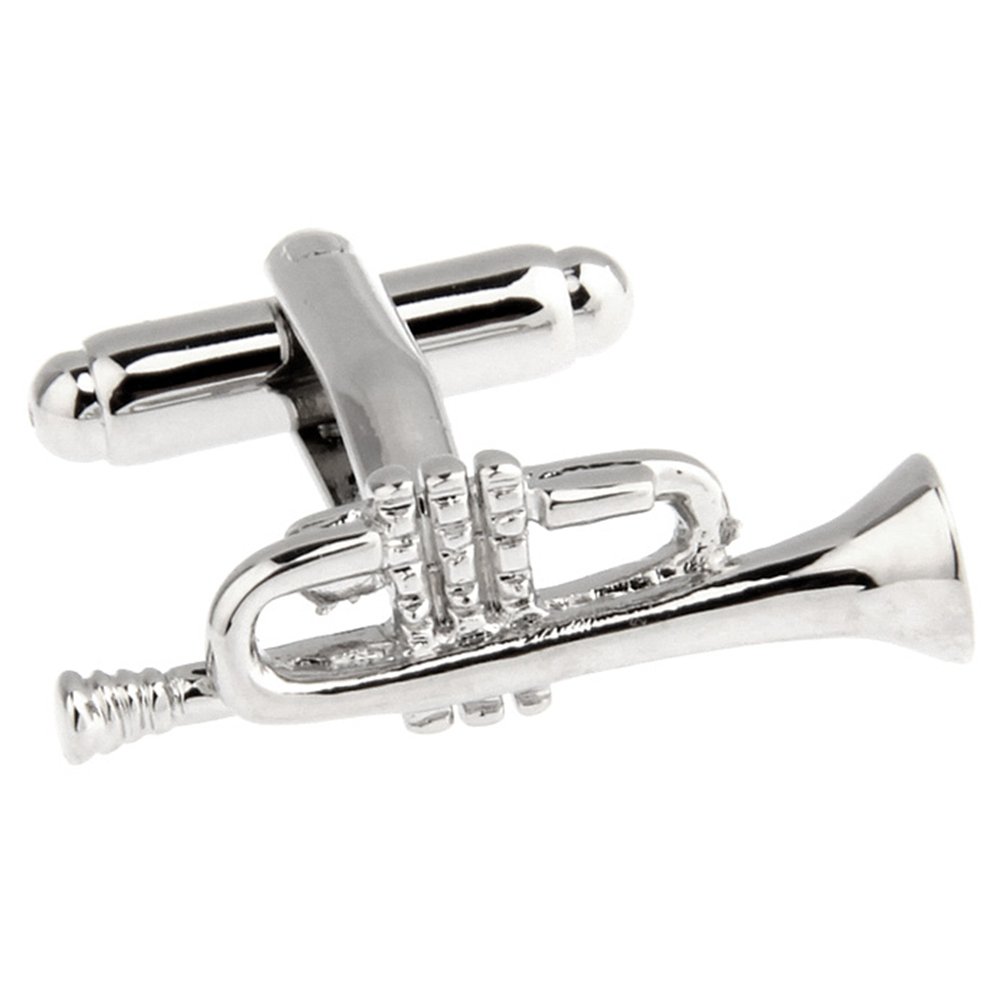 Classical Music Trumpet Instrument Silver Cufflinks