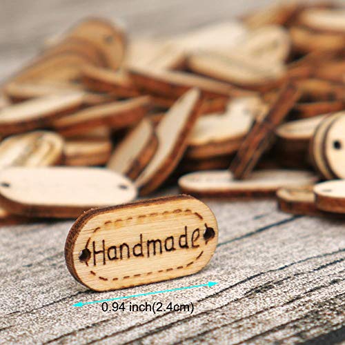 NUOMI Wooden Handmade Tags Personalized Labels 300 Pieces Oval Wood Gift Tags with 2 Holes for Crafts Hanging/Sewing Embellishments - Thumbnail 2