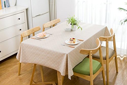 EffortLife Vinyl Rectangle/Oblong Tablecloth Wipe Clean Heavy Weight PVC Table Cover Oil-proof/Waterproof Kitchen Dining Table Protector-Polka Dot (55 x 72 Inch)