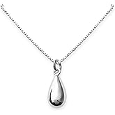 Tiny Sterling Silver High Polish Teardrop Pendant Necklace for Women Teen GIrls Casual Minimalist Layering Necklace for Everyday Wear Necklace Gift for Her