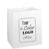 Flexicore Packaging White Kraft Custom Printed Paper Bags (14"x10"x15.5", 100)