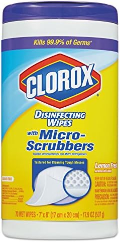 Clorox 31270EA Disinfecting Wipes w/Micro-Scrubbers, 7 x 8, Citrus Blend, 70/Canister