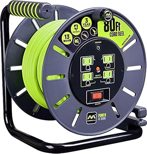 Masterplug Power At Work Four Power Outlets, Open Cord Reel with ...