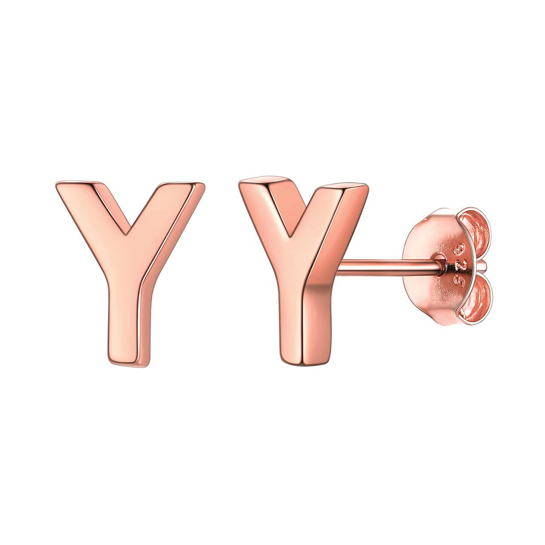 ChicSilver Letter Y Earrings for Women Rose Gold Plated Initial Earring Studs Alphabet Jewelry