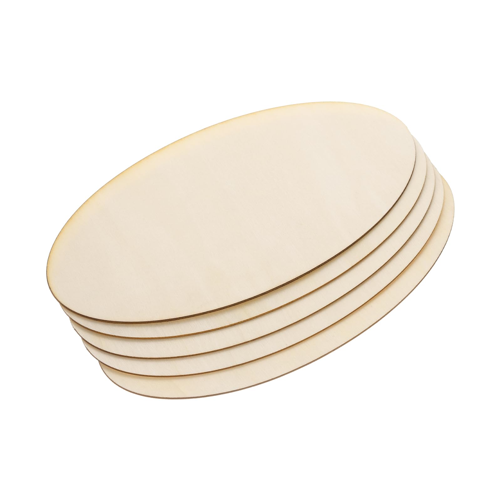 PATIKIL 140x70mm Wood Pieces, 5 Pack Unfinished Oval Wood Shapes Blank Wooden Cutouts Ornaments Natural for Christmas Party Craft Projects
