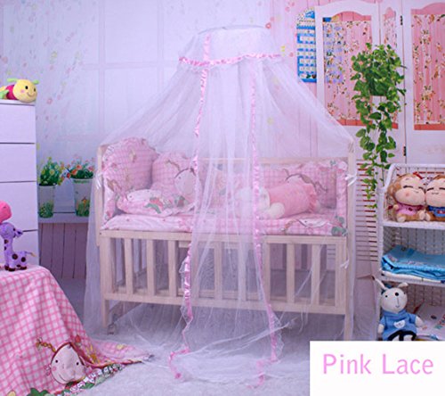CdyBox Breathable Baby Bed Canopy Toddler Sleeping Dome Mosquito Net Crib Netting Palace-style Lace DÃ©cor (Pink)