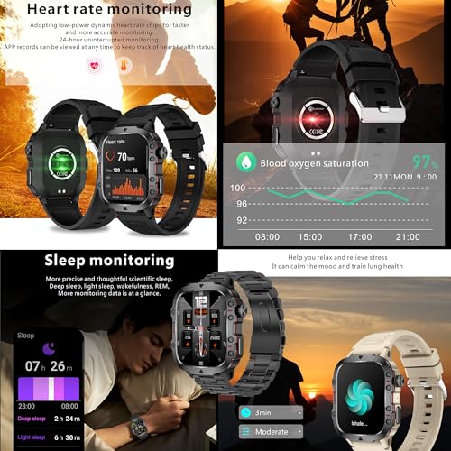 MYSHUN Reloj Inteligente Hombre con Llamadas, 1,96 Pulgada Smartwatc Hombre Deportivo con Podometro Pulsometro SpO2 Sueño Presion Arterial Actividad 3ATM Reloj Digital para iOS Android (Negro)