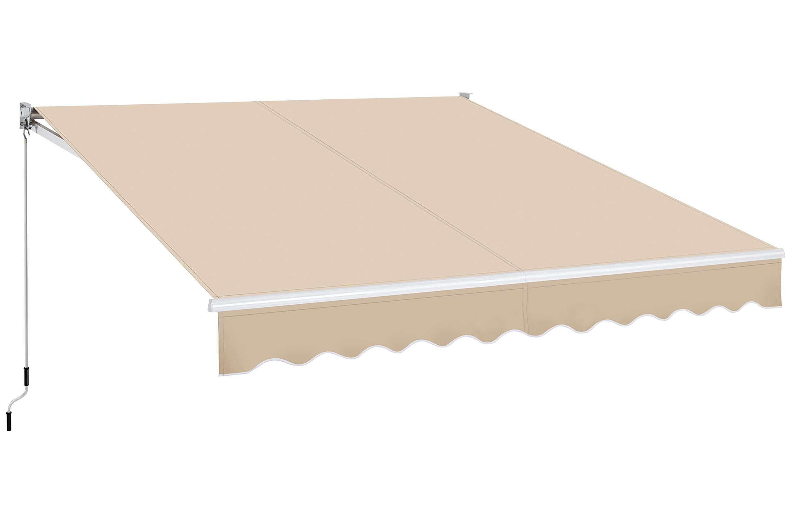 Photo 1 of ****POSSIBLY MISSING HARDWARE*** Yaheetech 10 × 8 Ft Patio Awning, Retractable Sun Shade Awning with Manual Crank Handle, Manual Aluminum Deck Awning for Patio/Balcony/Yard, 280g/m² Polyester, Beige