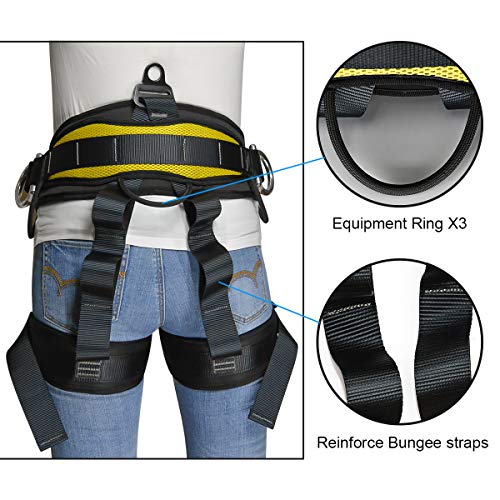 HeeJo Thicken Climbing Harness, Professional Mountaineering Safety Harness/Belt with Magnesium Alloy Connection Ring, Widen Harness for Rock Climbing Outward Bound SRT Fire Rescuing Rappelling - Thumbnail 4