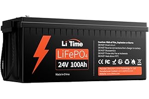 LiTime 25.6V 100Ah LiFePO4 Lithium Battery, Built-in 100A BMS, 4000+ Cycles Rechargeable Battery, Max. 2560W Load Power, Fit 