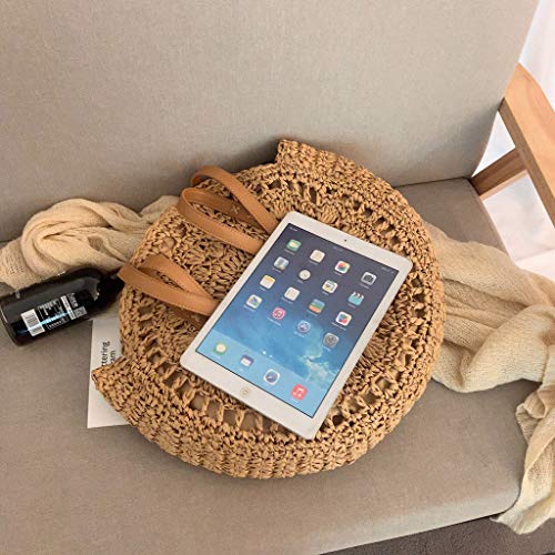 DreamedU Tote Bag for Women Shoulder Bag Large Straw Beach Insulated Summer Cute Cooler Travel for Girls Ladies (Khaki)