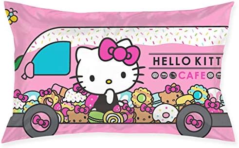 OABGOED Hello Kitty Cafe car Throw Pillow Case - 100% Cotton 1 Piece Queen Size Pillowcase, 20 x 30 Inch