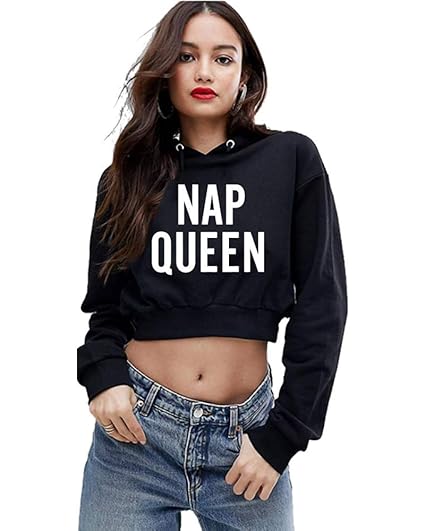 queen crop top hoodie