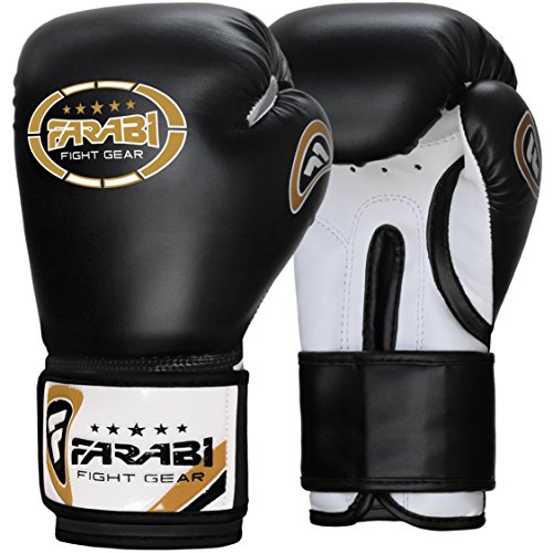 Farabi 8oz Junior Boxing Gloves Kids Boxing Gloves 8-oz Boxing Gloves Sparring, Training Bag Mitt Gloves for Punching, Sparring, Workout, Training (8-OZ, Black)