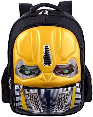3D Robot School Backpack With LED Flashing Light For Kids Boys 16 Inchs (Yellow)