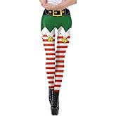 FYMNSI Christmas Leggings for Women Xmas Printed High Waist Ankle Length Stretchy Tights Yoga Pants Workout Running Leggings