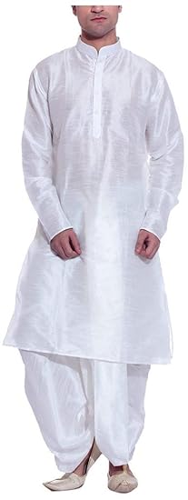 Royal Men's Silk Blend Dhoti & Kurta Set_White