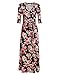 Meaneor Women V Neck Wrap Tie Waist Maxi Dress 3/4 Sleeve Floral Full Long Dress